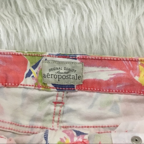Aeropostale summer tropical denim summer beach short shorts 3/4 - Picture 4 of 6
